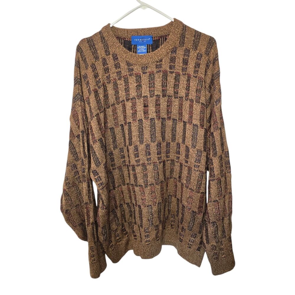 Vintage‎ Sweater Multicolor 2XL Knit Geometric Grandpa Dad Sweater Classic 90s